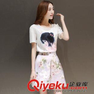 6月第二波 2015新款甜美小清新兩件套連衣裙高腰圓領(lǐng)套裝蓬蓬裙a字裙女原始圖片3