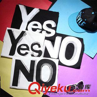 5月{dy}波 2015原宿風字母yes no情侶裝短袖T恤女班服880原始圖片2