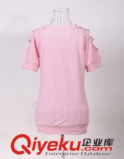 T恤 2015夏裝新品 韓版純棉修身T恤女 露肩簡(jiǎn)約寬松原始圖片2