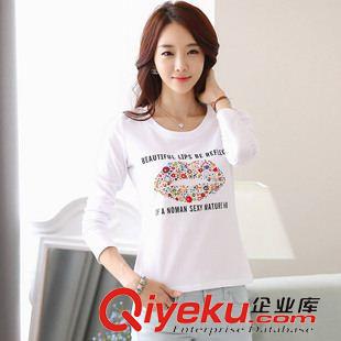 T恤 2015實(shí)拍女裝t恤女長(zhǎng)袖韓國(guó)修身大碼短長(zhǎng)袖體恤亮片大嘴唇T恤秋款原始圖片2