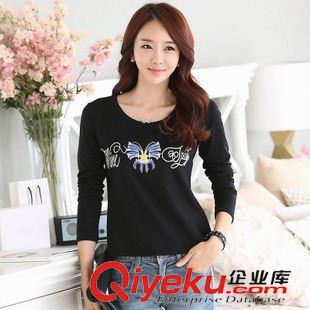 T恤 2015實(shí)拍女裝t恤女長(zhǎng)袖韓國(guó)修身大碼短長(zhǎng)袖體恤亮片大嘴唇T恤秋款