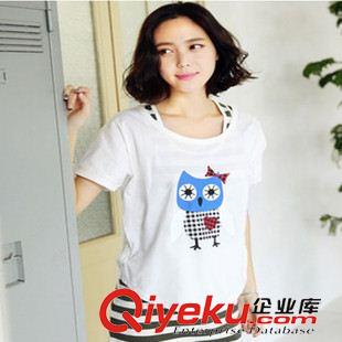 2015新款夏季孕婦裝（一） 夏季新款孕婦裝 韓版時(shí)尚卡通小雞兩件套孕婦短袖哺乳連衣裙夏