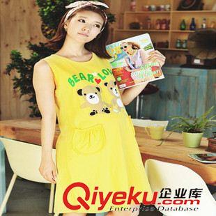 孕婦夏季連衣裙 新款夏裝孕婦裝連衣裙批發(fā) 韓版寬松純色無(wú)袖哺乳孕婦連衣裙夏