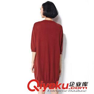 孕婦春秋連衣裙 秋季新款孕婦裝 韓版時(shí)尚寬松大碼三道杠孕婦五分袖針織連衣裙原始圖片2