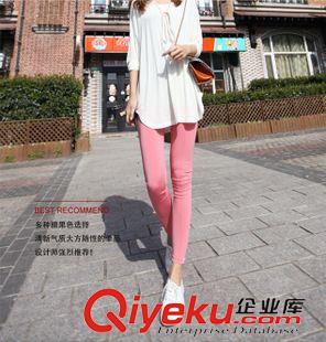 孕婦打底褲 春秋新款孕婦裝打底褲 韓版修身糖果色孕婦打底褲 純色九分打底褲原始圖片3