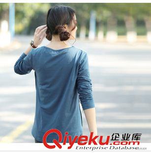 長(zhǎng)袖T恤 打底衫 春季新款孕婦裝T恤 韓版寬松大碼拼色雙口袋孕婦圓領(lǐng)長(zhǎng)袖T恤春原始圖片2
