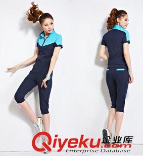 套裝 夏季新款女式套裝 韓版時尚拼色短袖T恤衫七分褲套裝 網球運動服原始圖片3