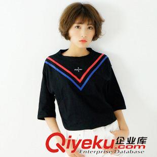 【爆款-店長推薦】 實拍2015韓國海軍風學院百搭時尚假口袋小清新百搭套頭洋氣T