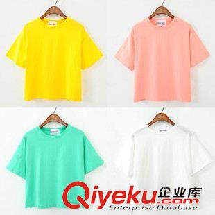 【爆款-店長推薦】 2015韓國夏季新款小清新甜美糖果色短袖純棉T恤女打底衫