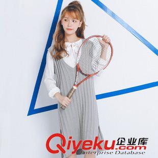 吊帶 背心 實(shí)拍 2015韓版秋裝學(xué)院風(fēng)長(zhǎng)款無袖套頭V領(lǐng)側(cè)開叉針織毛線背心原始圖片2