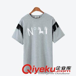 4月上旬新款 2015新款韓版簡單圓領(lǐng)字母印花休閑寬松短款短袖女T恤