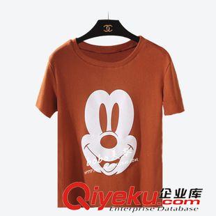 4月上旬新款 2015可愛米奇米妮前后圖案拼接蝴蝶結(jié)英文字母純棉短袖T恤衫