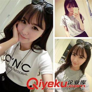 4月下旬新款 2015韓國東大門學(xué)院風(fēng)糖果色卡通套頭薄款短袖T恤女士百搭打底衫