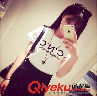 4月下旬新款 2015新款街頭時(shí)尚潮流圓領(lǐng)面字母短袖T恤女（好質(zhì)量）原始圖片3