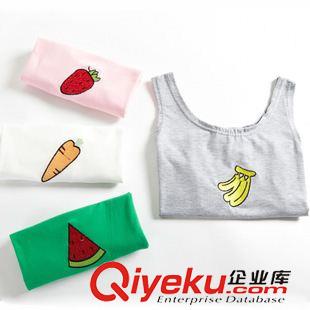 5月 上旬新款 2015韓國夏裝韓版小清新簡約水果刺繡寬松顯瘦全棉小背心打底衫女原始圖片2