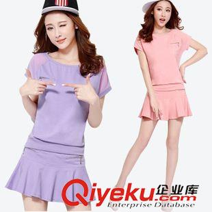 主推一【運動套裝系列】 2015新款夏女網(wǎng)球服運動休閑套裝防走光短袖圓領(lǐng)波點羽毛球褲裙