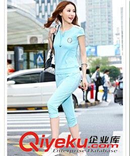 主推一【運動套裝系列】 2015運動服套裝女夏休閑套裝女修身顯瘦短袖七分褲兩件套原始圖片2