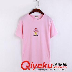 主推三【T恤系列】 韓版新款夏日學(xué)院風(fēng)冰淇淋刺繡雪糕休閑寬松女式短袖T恤衫原始圖片2