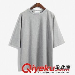 主推三【T恤系列】 2015夏季新款韓版崔美花時(shí)尚寬松側(cè)開(kāi)叉圓領(lǐng)百搭純色短袖T恤原始圖片2