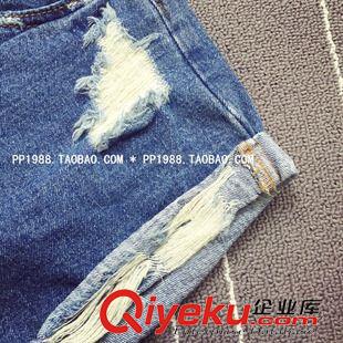 短褲 韓國妹紙夏季新款 個性磨破卷邊高腰牛仔短褲女原始圖片3