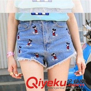 短褲 2015夏裝新款 刺繡卡通公仔毛邊牛仔短褲熱褲一件代發(fā)女原始圖片3