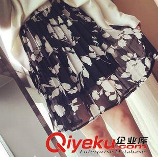 短裙 2015韓版夏裝新款女裝雪紡印花百褶裙半身裙原始圖片2