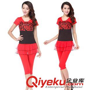 新品上架 茉莉廣場舞服裝新款民族印花短袖上衣七分裙褲舞蹈服套裝一件代發(fā)原始圖片2
