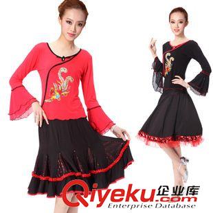 長袖舞蹈服 秋季 蘭草莞兒廣場舞服裝交誼舞套裝大擺裙新款楊藝舞蹈服套裝