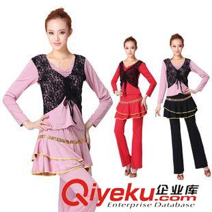 中袖舞蹈服 刻紛 2015云裳戀衣廣場舞服裝套裝 新款舞蹈服飾練功服假三件套原始圖片2