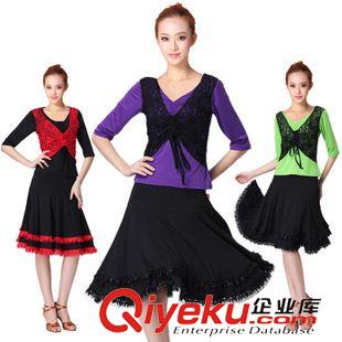 中袖舞蹈服 刻紛 2015云裳戀衣廣場舞服裝套裝新款 練習裙跳舞衣服蕾絲假三件原始圖片3