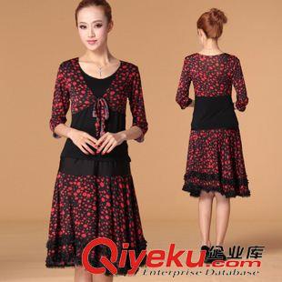 中袖舞蹈服 舞蹈服裝新款 茉莉廣場舞拉丁舞中袖印花波點練功跳舞服一件代發原始圖片2
