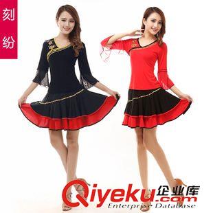 中袖舞蹈服 2015廣場舞服裝夏季新款套裝 中老年舞蹈服短裙網(wǎng)上中袖上衣女原始圖片3