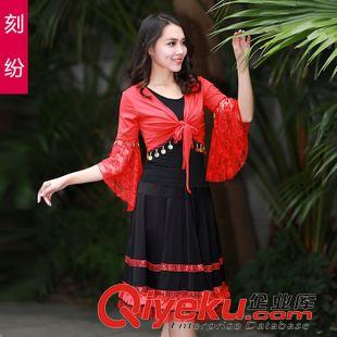 中袖舞蹈服 2015春夏季新款廣場舞服裝舞蹈套裝 楊藝大擺裙三件套顯瘦套裝 女原始圖片3
