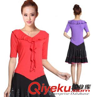 中袖舞蹈服 一件代發(fā)茉莉廣場舞蹈服交誼舞女摩登舞練習裙大擺舞蹈服裙子套裝原始圖片3
