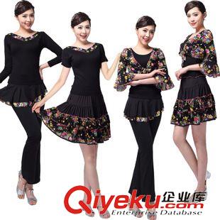 中袖舞蹈服 刻紛 楊藝格格廣場(chǎng)舞服套裝短袖印花舞衣網(wǎng)紗裙褲拉丁舞蹈演出服