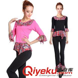 中袖舞蹈服 刻紛茉廣場(chǎng)舞服裝新款秋裝 舞蹈服裝套裝 衣服圓領(lǐng)中袖裙褲碎花