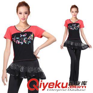 短袖舞蹈服 刻紛 瑜伽服2015春夏新款V領(lǐng)套裝韓版愈加健身舞蹈服女燈籠褲