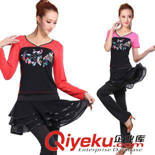短袖舞蹈服 小蘋果舞蹈廣場舞蹈服秋冬套裝新款擺裙拉丁舞練功健身長袖裙褲原始圖片3
