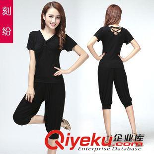 短袖舞蹈服 瑜伽服新款套裝夏修身顯瘦時尚舞蹈愈加運動健身服短袖上衣拉丁舞原始圖片2