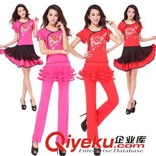 短袖舞蹈服 刻紛廣場舞服裝舞蹈服新款套裝瑜伽短袖上衣V領(lǐng)條紋跳舞休閑褲夏