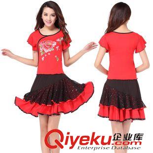 短袖舞蹈服 刻紛 2015廣場(chǎng)舞服裝新款套裝舞蹈服裝 夏季短袖成人拉丁舞服原始圖片2