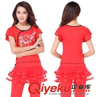 短袖舞蹈服 刻紛 2015廣場(chǎng)舞服裝新款套裝舞蹈服裝 夏季短袖成人拉丁舞服原始圖片3