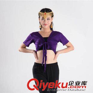 成人肚皮舞上裝 新款特價(jià) 肚皮舞服裝瑜伽 練習(xí)服演出服 綁帶肚皮舞短袖上衣原始圖片3