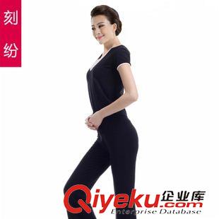 短袖瑜伽服 刻紛 新款大碼瑜伽服竹纖維愈加服套裝zp練功服健身服跳操服女原始圖片3