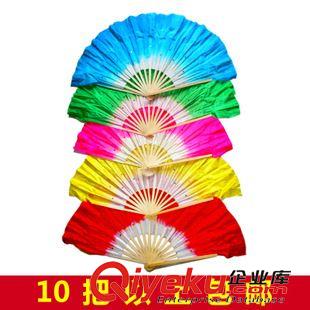 其他舞蹈配飾 熱銷廣場舞秧歌跳舞真絲雙面扇 民族舞演出舞蹈長扇打磨竹骨扇子