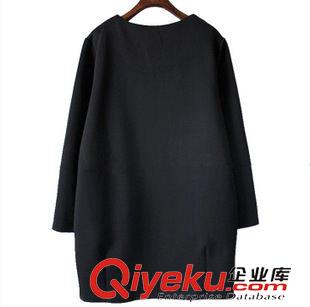 新品秋款上市 2015秋季大碼貓咪大碼印花胖mm寬松顯瘦歐洲站高端長袖連衣裙原始圖片2