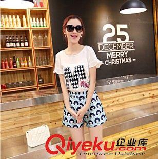 新品秋季休閑套裝 東大門2015夏季新款韓版氣質(zhì)時(shí)尚小清新休閑兩件套上衣短褲套裝原始圖片2