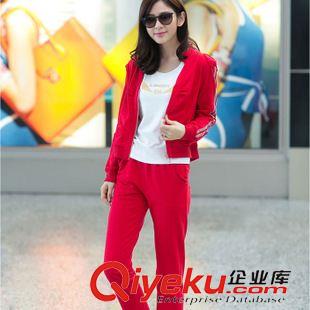 新品秋季休閑套裝 2015實拍春季韓版大碼帶帽修身女套裝春秋衛(wèi)衣套裝運(yùn)動女套裝