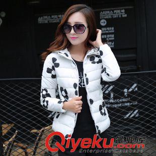 冬裝 {dy}季 2015冬季新款羽絨服女韓版修身印花短款立領(lǐng)連帽羽絨棉服原始圖片2