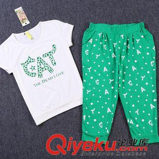 夏裝 {dy}季 讓靈感飛2015新款休閑套裝女夏短袖薄款兩件套印花學(xué)生運(yùn)動服批發(fā)原始圖片3